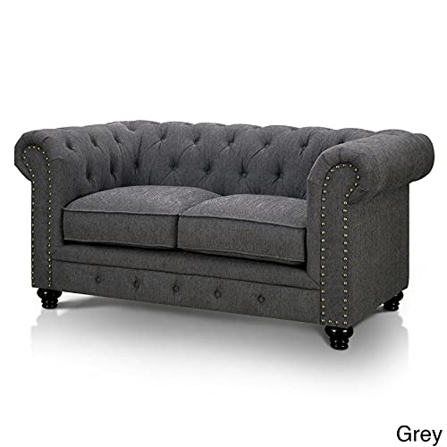 Furniture Of America Staffers Traditional Deep Tufted Tuxedo Style Loveseat Teal #TOP3