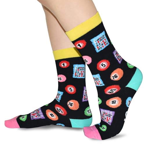 GOLIN Funny Bingo Game Socks for Women - Casino Lover Gambler Gift for Bingo Player, Medium