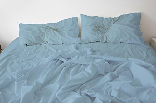 Genuine Premium Egyptian cotton 1000 Thread Count, Made In Italy - Impression Italian Finish MORNING BLUE 4-Piece Sheet Set, 21 inches Deep Pocket, Single Ply, Solid QUEEN