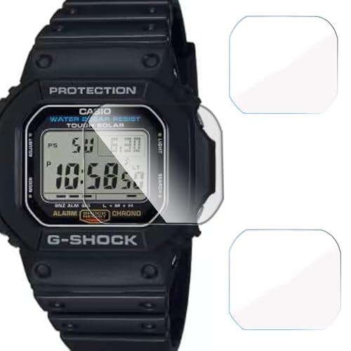 Image of FCS smartwatch screen guard for Casio Watch | Pack of 3 | Edge to Edge Coverage | Ultrathin 0.125mm 9H anti shock flexible Watch screen protector TPU membrane (Casio G-Shock G-5600UE-1DR)