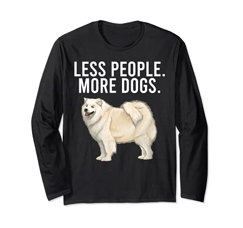 Less People More Dogs Samoyed Funny Introvert Long Sleeve T-Shirt, Black