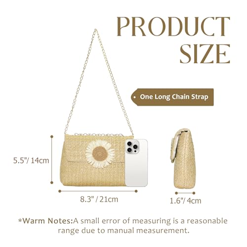 Women Straw Crossbody Bag Beach Handmade Rattan Shoulder Bags Flower Straw Clutch Purse for Summer Vacation3