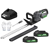 WORFCI 520mmヘッジトリマー 充電式 電動ヘッジトリマー 切断径17mm 両刃駆動 高速往復刈り 剪定 トリマー 電動トリマー ガーデントリマー 生け垣トリマー 剪定バリカン 生垣バリカン 植木バリカン 草刈りバリカン 充電式 枝切り 電動 コードレス 軽量 【大容量バッテリー2個と充電器付属】 日本語取扱説明書