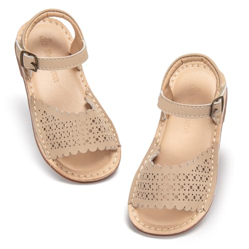 Image of THEE BRON Toddler Girls Vintage Open Toe Sandals Cushioned Comfy Summer Dress Shoes