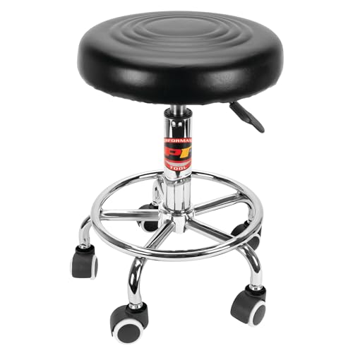 Image of Performance Tool W85027 Adjustable (19 - 24 Inch) Pneumatic Rolling Bar Stool, 250 Lbs Capacity