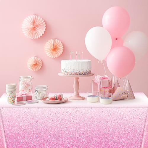 FunnyPars 3 Pack Ombre Pink Plastic Tablecloth for Parties,Gradient Pastel Pink Disposable Tablecloths Rectangle Tables,Light Pink Sprinkle Table Cover Wedding Birthday Anniversary Party,54x108Inch