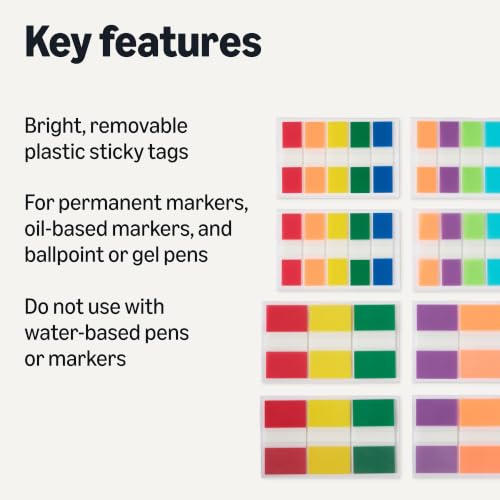 Amazon Basics Flags and Tabs Combo, 0.94 inch Wide (240 pcs) and 0.47 inch Wide (400 pcs), Rectangular, Assorted Colors, 640 Count - image 2
