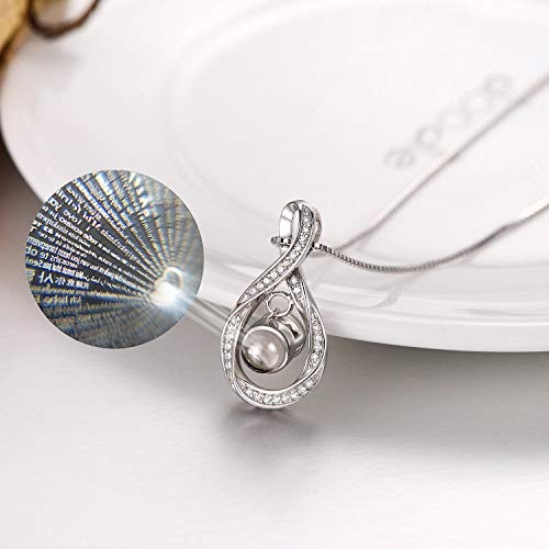 Lonago I Love You In 100 Languages Necklace Projection Necklace Sterling Silver Infinity Pendant Love Forever Gift For Women #TOP4