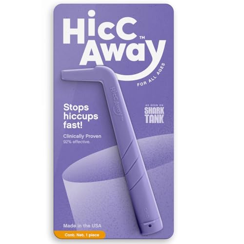 HICCAWAY Hiccup Straw - Stops Hiccups Naturally & Fast - As Seen On Shark Tank - Clinically Proven Relief for All Ages, Children & Adults - Safe, Lightweight, & Reusable (Purple) 1 Pack
