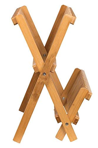 Sagler wooden dish rack plate rack Collapsible Compact dish drying rack Bamboo dish drainer