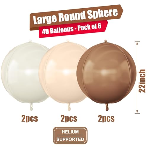 Image of Nude Cream Beige Round Foil Balloons Boho Birthday Decor 22 Inch 6 Pcs