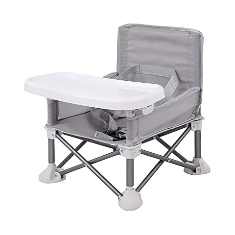 PandaEar Portable Baby Seat Travel| Compact Fold with Straps for Indoor/Outdoor Use| Great for Camping, Beach, Lawn |Toddlers, Kids, Boys, Girls (Grey) Cover