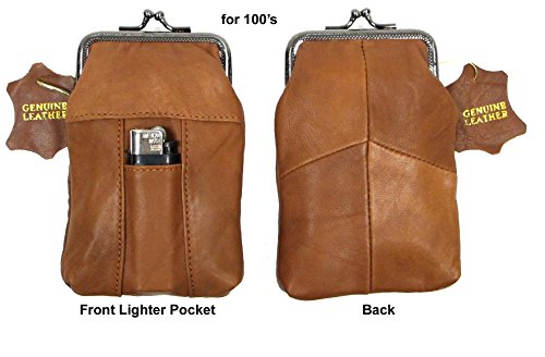 Snap Top Genuine Soft Leather Cigarette Case 2Pc For $11.99 Black + Brown #TOP4