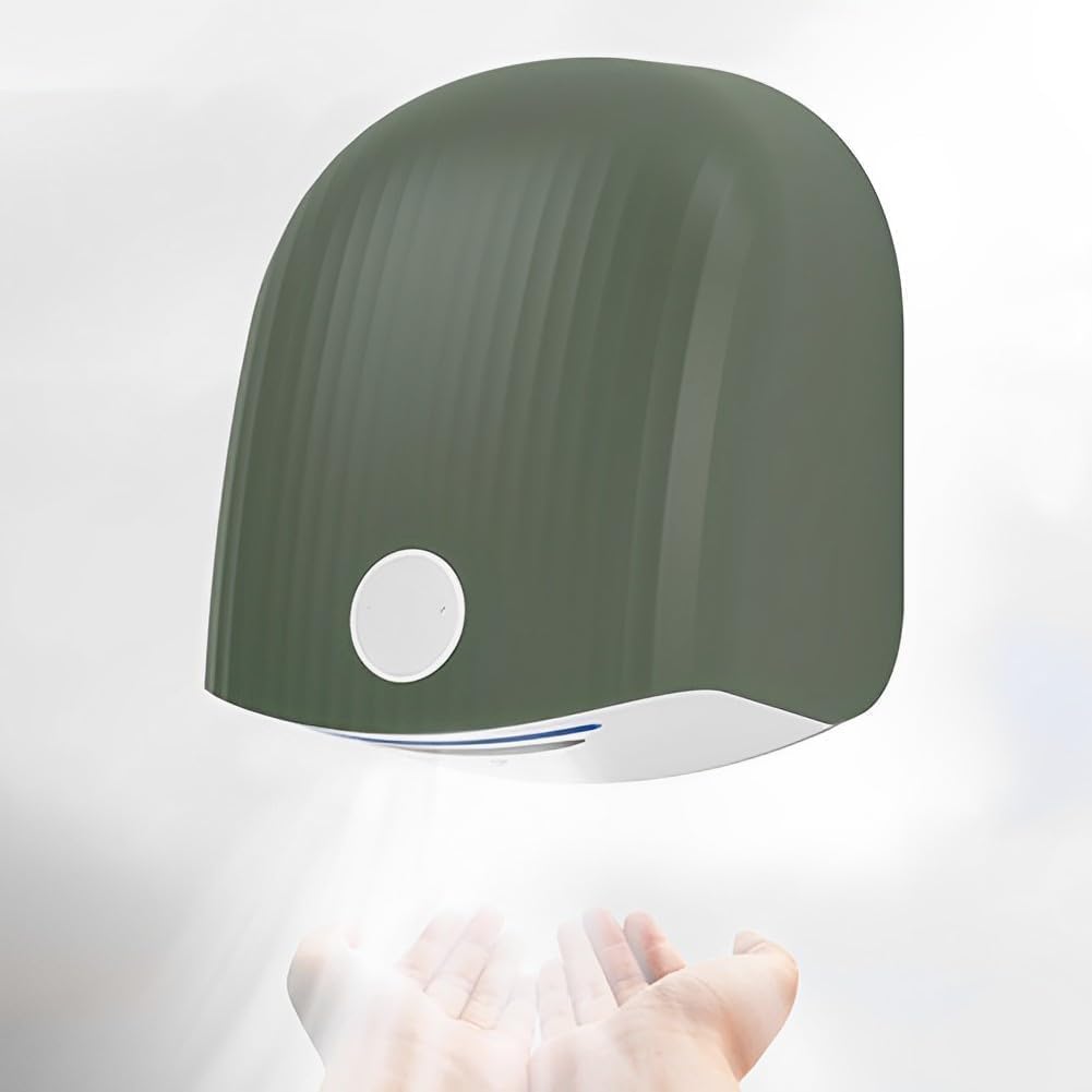 Commercial Automatic Hand Dryer 12s High Speed Electric Heating Hand Dryer Automatic Sensor Hand Dryer Wall Mounted & Low Noise Dryer for Home Residential,Green