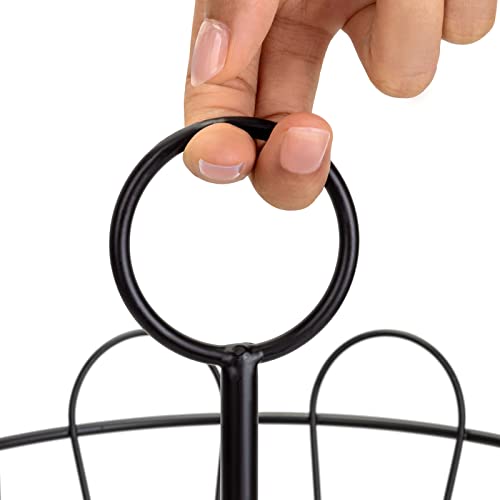 3-Tier Farmhouse Fruit Basket Stand, Wire Fruit Vegetables Countertop Storage Rack, Multifunctional Detachable Bread Snack Holder Bowl for Kitchen and Bathroom Organization - Black by HANZE - Used condition - Image 7
