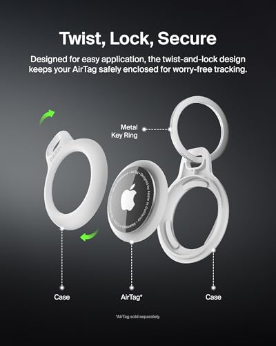 Image of Belkin AirTag Secure Holder Case - Durable Scratch Resistant with Key Ring - Protective AirTag Accessory For Keys, Pets, Luggage - 2-Pack Black & White