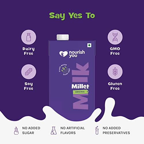 Image of Nourish You Plant Based Millet Mlk with goodness of Ragi, Jowar, Bajra & Oats |Lactose Free | Dairy Free | Preservatives free | Healthy Creamy Mlk | No-added sugar | 2 L (1L each x 2)