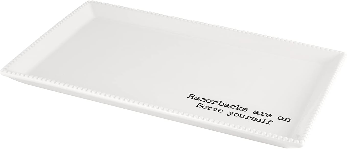 47th & Main Football Themed Ceramic Serveware, Platter, Razorbacks Are On