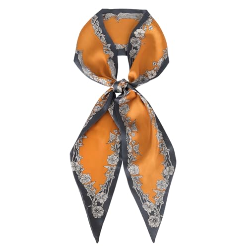 EXTREE Satin Scarf Mulberry Silk Printed Head Wrap Hair Band 7"" x 59"" A009