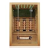 Dewello Infrarotkabine Infrarotsauna Infrarotkabine Milton 135x105 für 1-2 Personen aus Hemlock Holz mit Vollspektrumstrahler