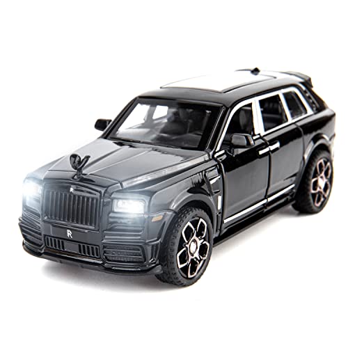 BDTCTK Compatible for 1:36 Rolls-Royce Cullinan Car Model, Diecast Pull Back Car Toy car, Doors Open, Light and Sound, Boys Toys Kids Adults Gifts (Black)