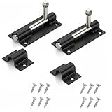 Paquete de 2 pernos de puerta resistentes de 4 pulgadas, cerradura deslizante de acero recubierto de negro, resistente a la intemperie, fácil de instalar con tornillos, pestillo para interiores y
