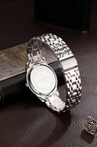 Image of London Fog Regent Collection Analog Quartz Watch for Men with Round Dial and Stainless Steel Strap, Metal Case, Date Display, Luminous Hands & Hour Markers, Water Resistant