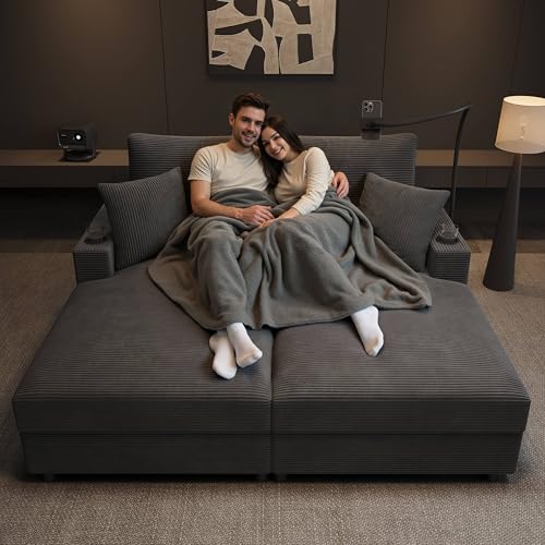 Lahoomu XXL-Doppelschlafsofa mit Schlaffunktion, Gepolsterter...