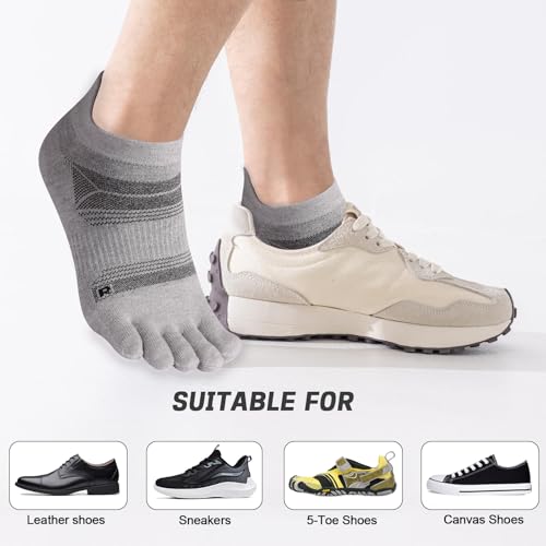 Image of HABITER Merino Wool Toe Socks for Men & Women-50% Merino Wool,No Show,Lightweight,Arch Support Hiking Socks,Running,Long Walk