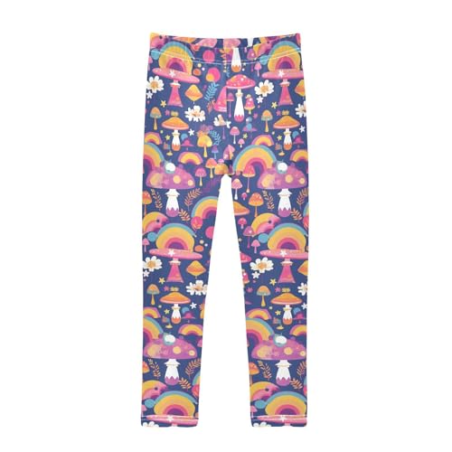 KLL Trippy Mushrooms Rainbow Toddler Girls Athletic Leggings Soft Full Length Workout Pants Gym