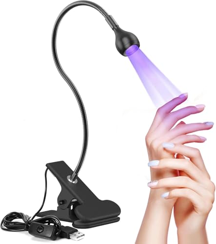 Lampe UV Ongles Gel, 5W Mini Sèche Ongles Lampe UV Ongles Gel Pose Americaine Professionnel Lampe de Colle Ultraviolette avec Tête rotative à 360 degrés pour la Manucure Doigts Secs