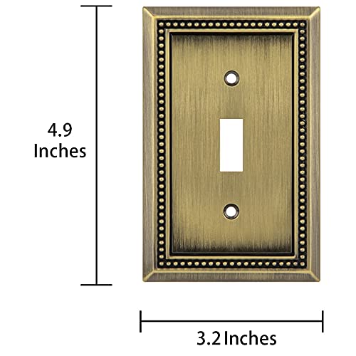 Image of Henne Bery Sunken Pearls Heavy Duty Decorative Wall Plate Switch Plate Outlet Cover (Single Toggle, 2 Pack, Antique Brass)
