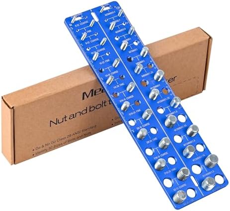 30-in-1 Nut & Bolt Thread Checker - 15 Standard & 15 Metric Thread Gauge Tool, Wall-Mountable Bolt Thread Identifier Gauge with Inch & CM Ruler