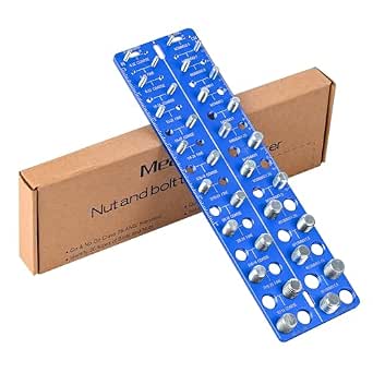 30-in-1 Nut & Bolt Thread Checker - 15 Standard & 15 Metric Thread Gauge Tool, Wall-Mountable Bolt Thread Identifier Gauge with Inch & CM Ruler