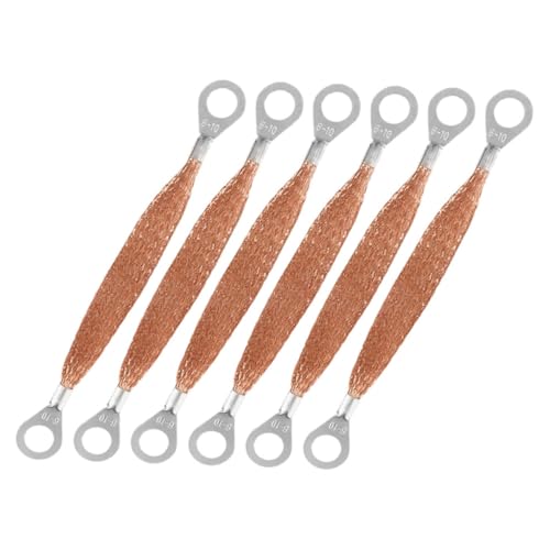Ciieeo 6Pcs Heavy Duty Ground Strap for Automotive Use Flat Braided Copper Cable with Ring Terminals Static Discharge Protection for Car Electrical Systems and Chassis