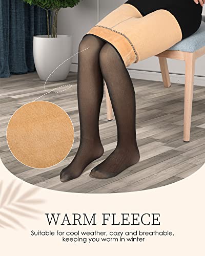 Foaincore 4 Pairs Fleece Lined Tights Women Fleece Lined Leggings Translucent Winter Sheer Tights Warm Pantyhose For Women thumb #2