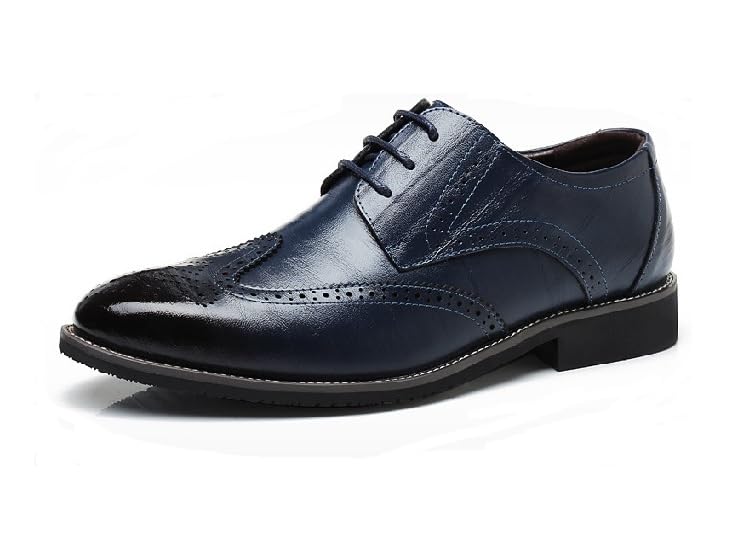 Style SY7196 - Zapatos casuales de piel de vaca para hombre, Azul, 10