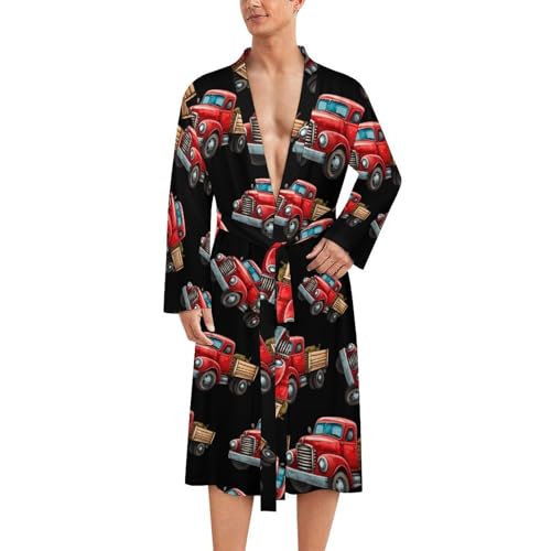 Bata de baño para hombre suave Farm Truck ligera hasta la rodilla ropa de dormir cómoda manga larga