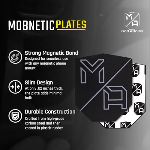 Mob Armor MobNetic Plates (2 Pack) - Compatible with Mob Magnetic Phone Mount for Car - Universal Smartphone Mounting Plates - Best Vehicle Accessory for Cellphone - Black