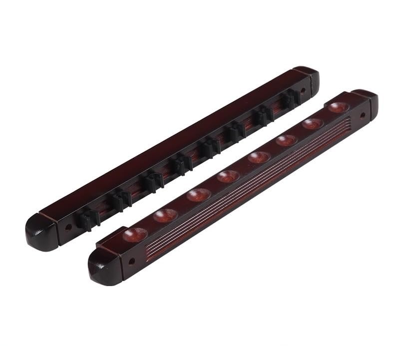 Sinkkuma Wooden Billiard Cue Sticks Rack,2-Piece 6/8 Billiard Pool Cue Rack Wall Mounted Holders (wine, 8 cue)
