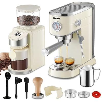 Gevi Espresso Machine 20 Bar with Grinder, Professional Espresso Maker with 35 Precise Grind Settings Burr Coffee Grinders Combos, Super-Automatic Espresso Machines, Ideal for Coffee Lover