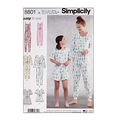 Simply Creative Group Simplicity 8801 Girls and Misses Knit Jumpsuit Romper A (Sizes S-L/XS-XL) Multi
