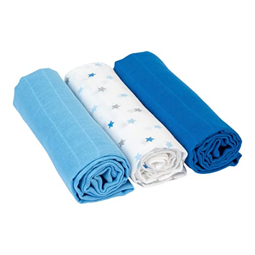 Bornino Basics Mullwindeln 80x80 cm (3er-Pack) - Moltontücher in Webware...