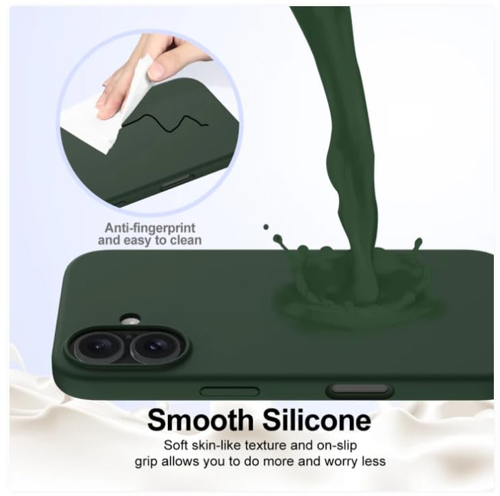 Image of Back Cover Compatible with iPhone 17 Case (6.3) Soft Touch Slim Liquid Silicone Full Protection Shock Proof Back Cover for iPhone 17 (SC D.Green)