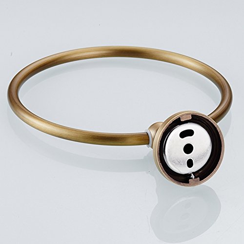 Image of Leyden Towel Ring Antique Brass Hand Towel Holder Bathroom Accessories Brushed Shower Towel Hanger Round Wall Mounted