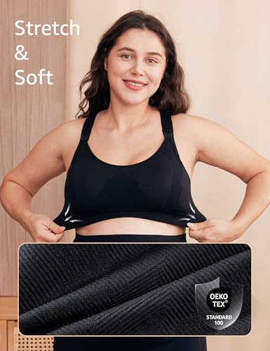 HOFISH Nursing Bras for Breastfeeding, Medium Support Nursing Sports Bra Wireless Comfort Maternity Bra4