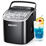 EUHOMY 製氷機 家庭用 【高速製氷 自動洗浄機能 】コンパクト ハンドル付き 日本語パネル 氷バスケット 小型 ミニ製氷機 大容量水タンク 透明窓 取り扱い簡単 軽量 6.2kg 静音 自動停止 ポータブル アイスメーカー ふたり暮らし用 コンパクト 製氷器 氷つくり機 日本語取扱説明書付き ブラック