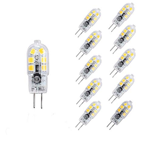 OUGEER Pack of 10 Energy Saving G4 2W LED Bulb,12 SMD 2835,Cool White 6000K, 200LM AC/DC 12V,LED Bulbs LED Lamps Lights
