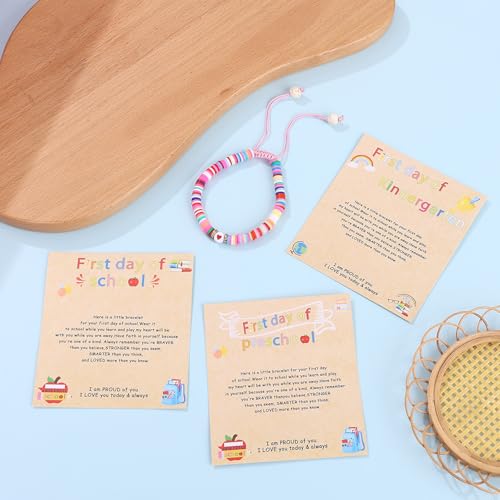 Image of First Day of Preschool Bracelet Back to School Gifts for Kindergarten / Preschool / School Gift Mama and Mini Adjustable Mother Daughter Bracelets as Supplies for Girls to Relieve Study Anxiety