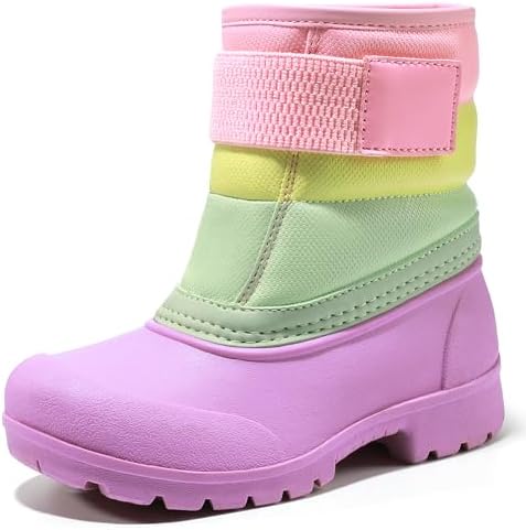festooning Boys Girls Winter Snow Boots Waterproof Outdoor Warm Liner Non-Slip Elastic Band Shoes for Toddler/Little Kid/Big Kid